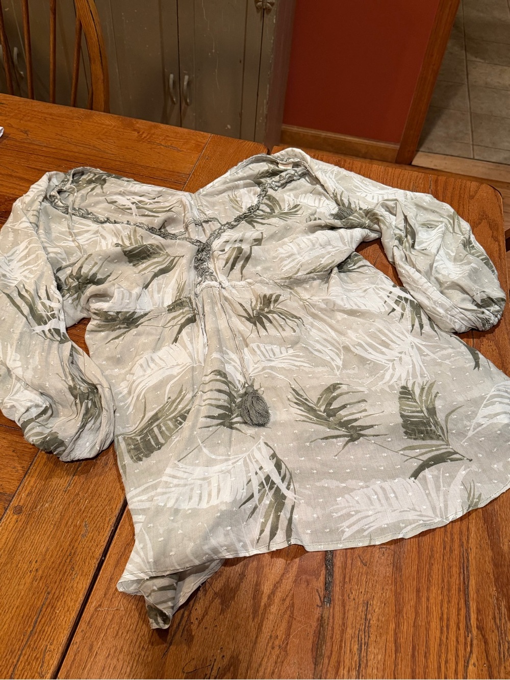 Surf Gypsy Light Green Palm-Print Long Sleeve Shirt